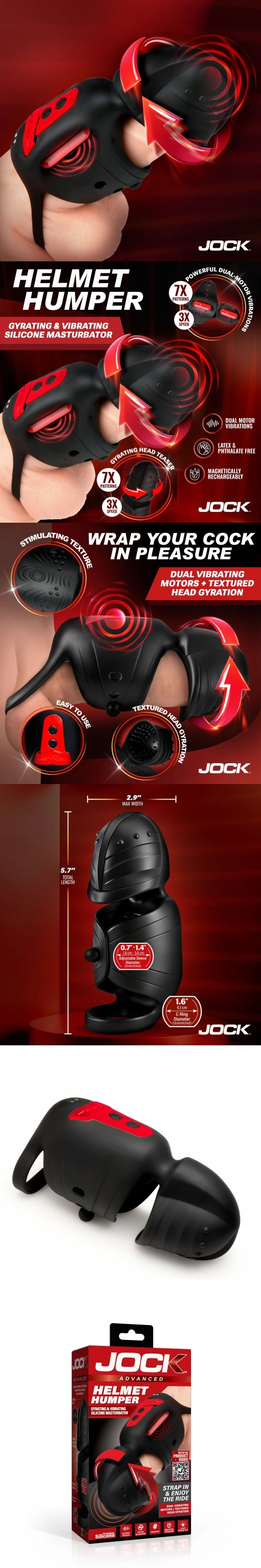 jock helmet humper silicone masturbator with dual motor