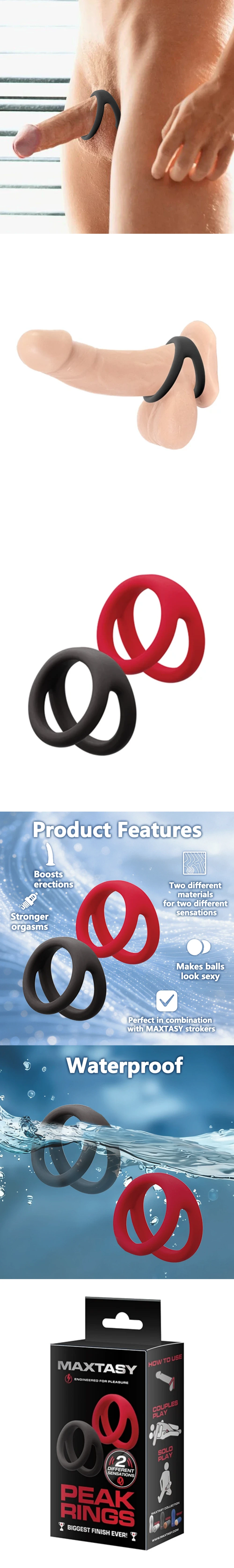 maxtasy peak cock rings for men dual material soft firm design for erection