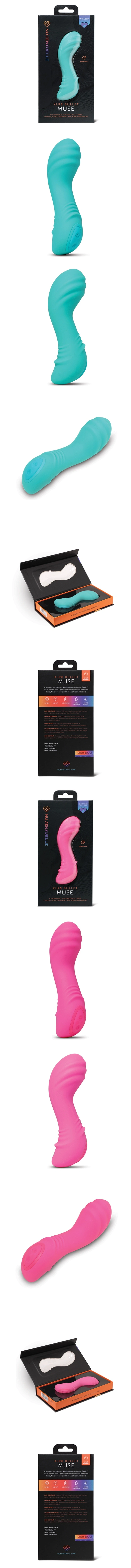 nu sensuelle muse xlr8 heated bullet vibrator with velvet touch silicone and clitoral stimulation