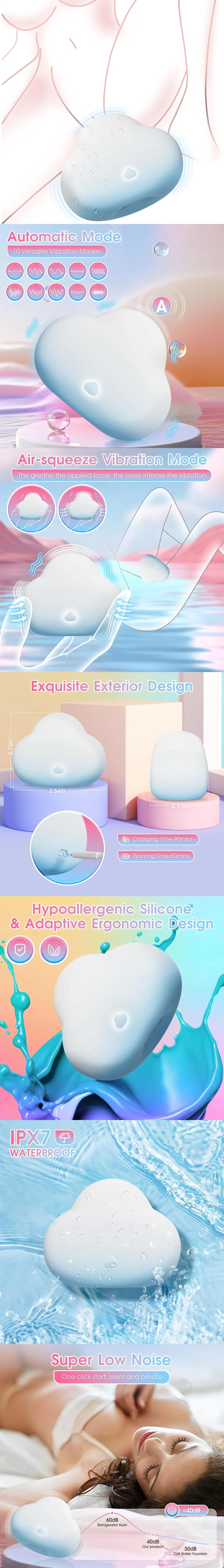 Venusfun cloud air sensor vibrating clitoral stimulator with 10 modes soft silicone ergonomic design for women intimate pleasure use