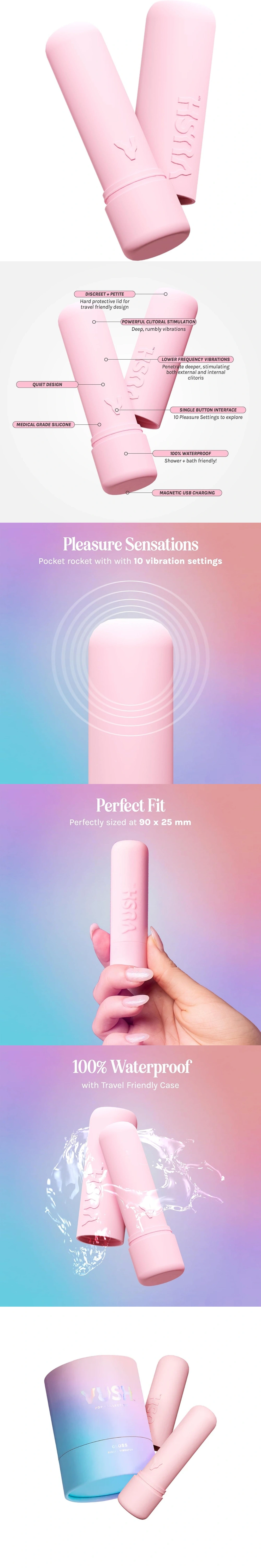 vush gloss bullet vibrator compact mini massager travel-size clitoris stim toy