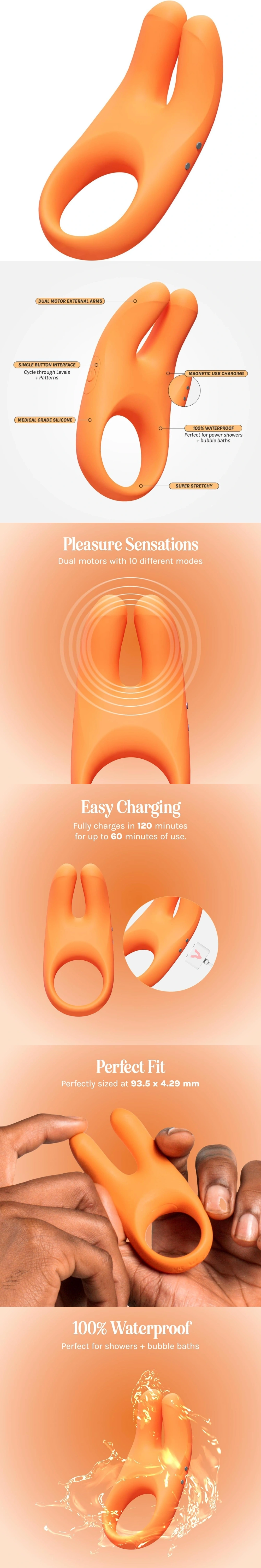 vush orb pleasure vibrating cock ring sleek vibrator