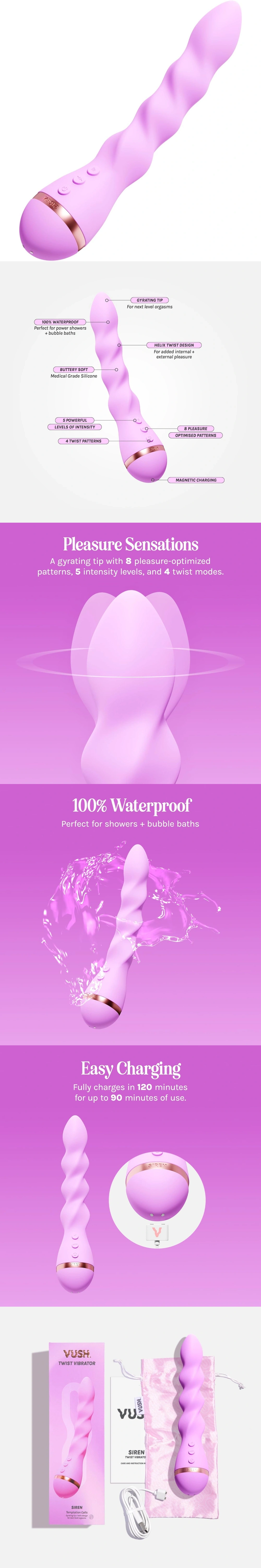 vush siren twist vibrator clitoris & g-spot stim massager