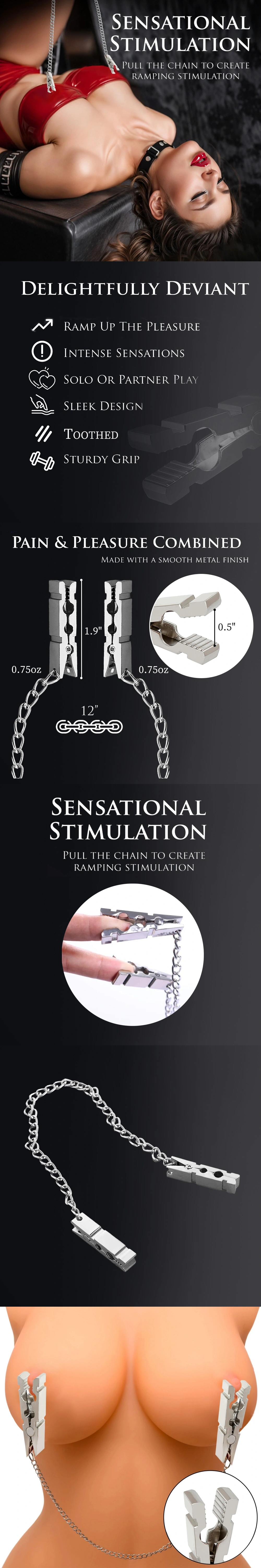 venusfun bdsm bondage adjustable breast clips with chain