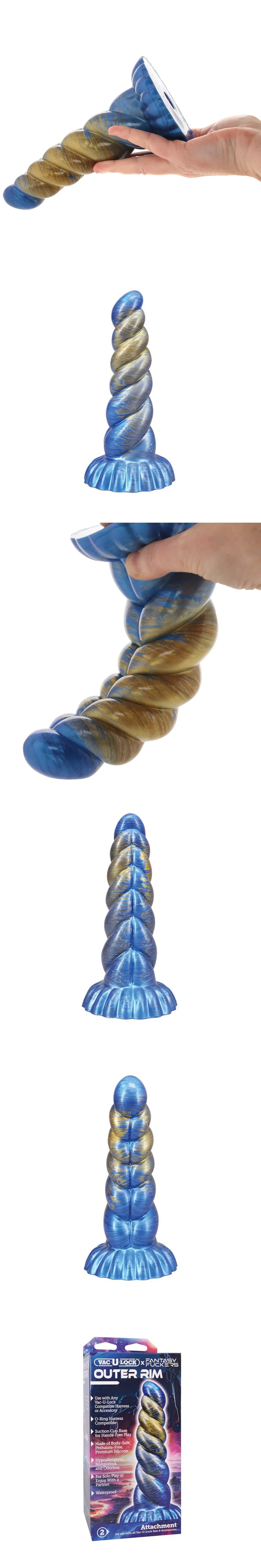 doc johnson vac u lock fantasy fuckers outer rim silicone dildo with suction base and textured ridges