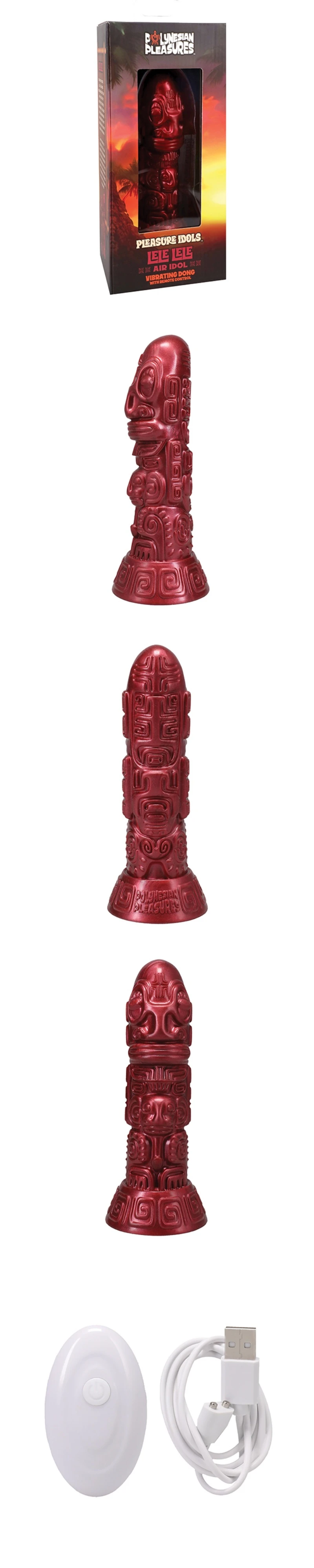doc johnson polynesian pleasures lele lele air idol silicone vibrator with textured shaft remote control and suction cup base