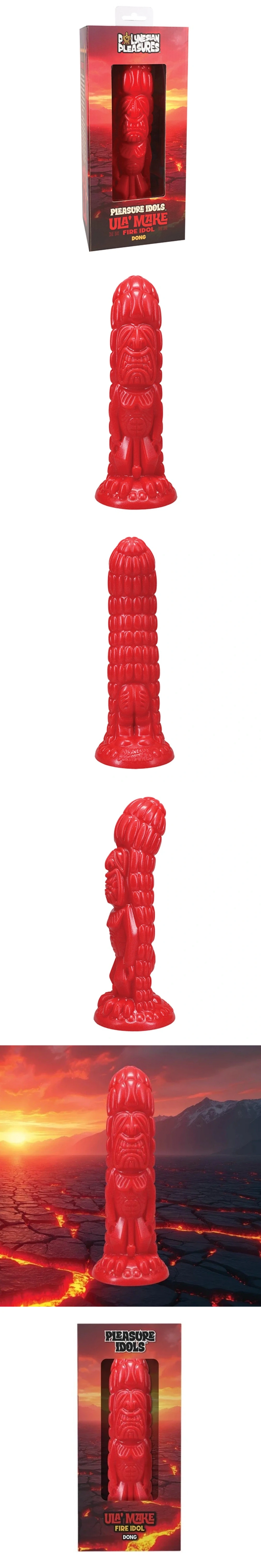 doc johnson polynesian pleasures pleasure idols ula make fire idol 9 inch silicone dildo with textured shaft and suction cup base