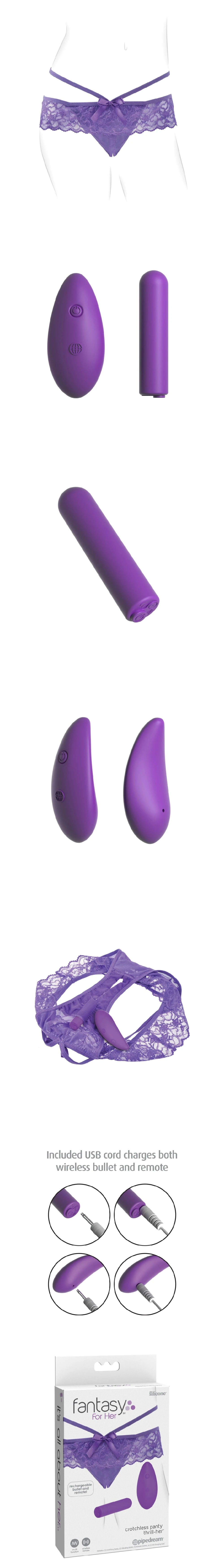 fantasy for her crotchless panty vibrating lingerie set with remote control bullet vibrator for clitoral stimulation and couples foreplay