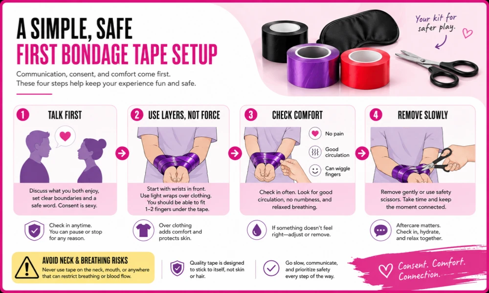 First Bondage Tape Setup Safety Guide Simple first bondage tape setup guide with safety tips