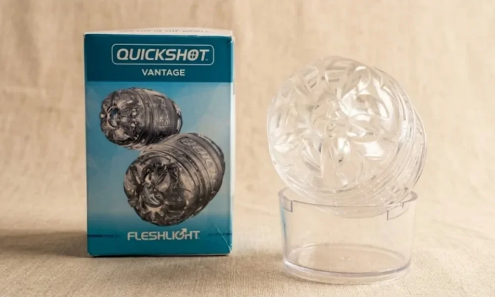 Fleshlight Quickshot Vantage compact open-ended stroker for users who want an easy-to-clean travel-friendly male masturbator