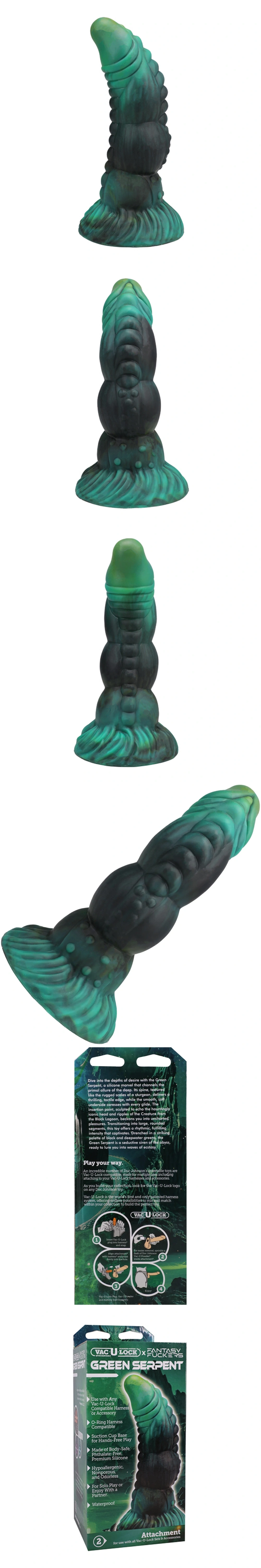 doc johnson vac-u-lock x fantasy fuckers green serpent fantasy dildo