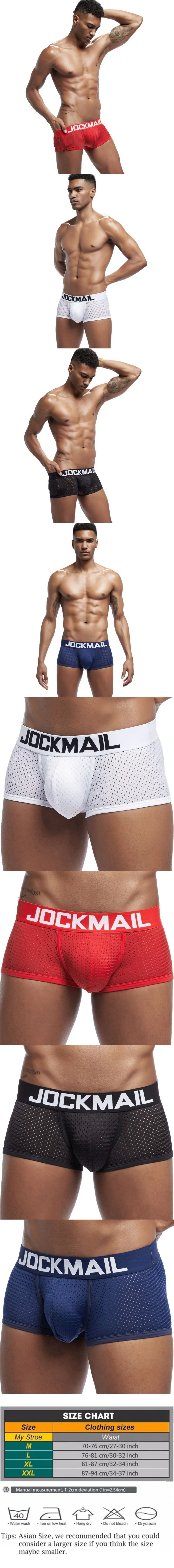 jockmail male panties mesh boxer briefs ice silk athletic underwear breathable quick dry