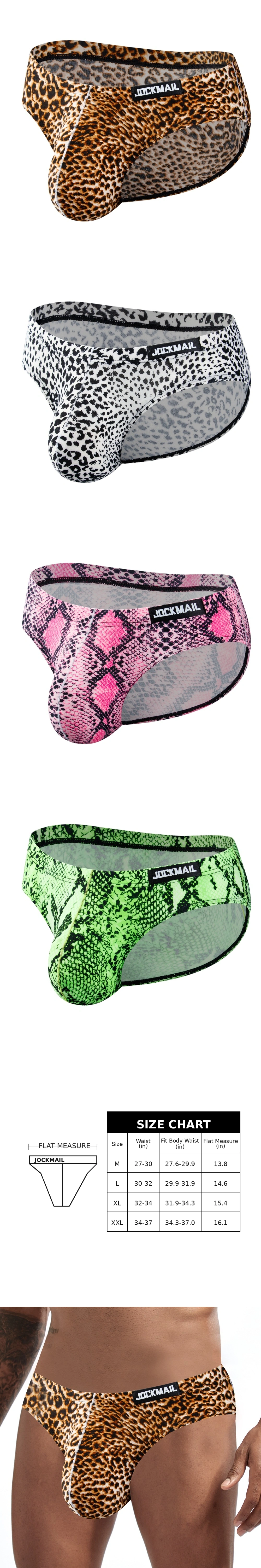 jockmail sexy leopard snake print briefs low rise underwear