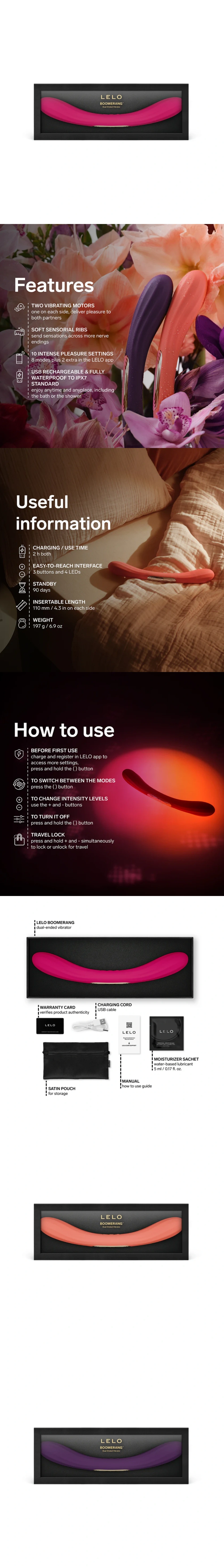 lelo boomerang gspot vibrator couples vibrator silicone wearable massager