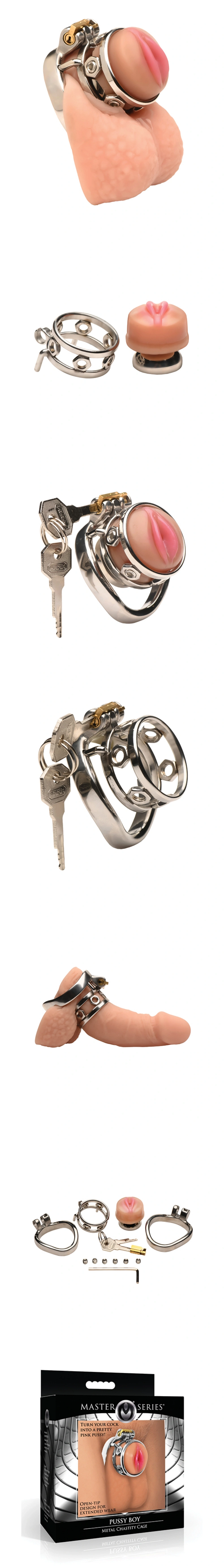 master series pussy boy metal chastity cage