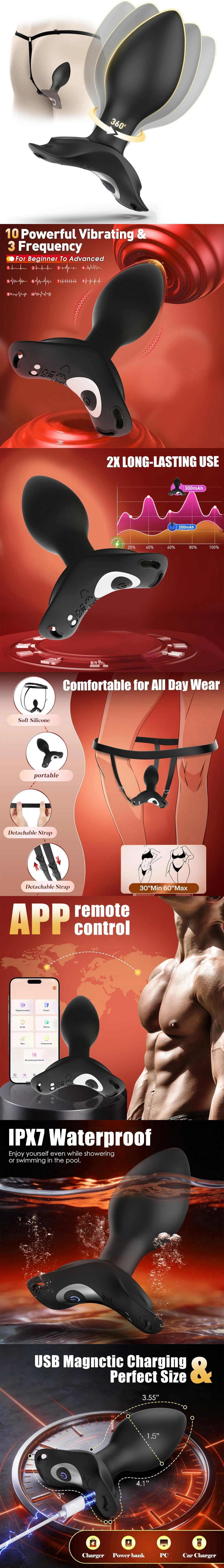 venusfun strapped anal plug butt trainer hands-free anal vibrator
