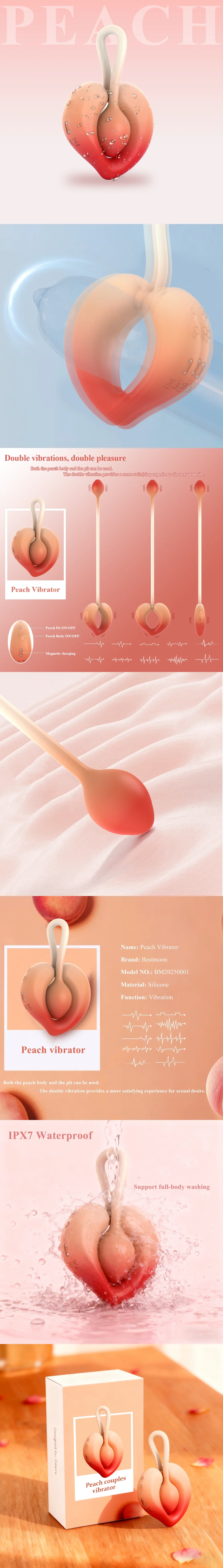 venusfun peach love egg vibrator couples double vibration silicone cock ring