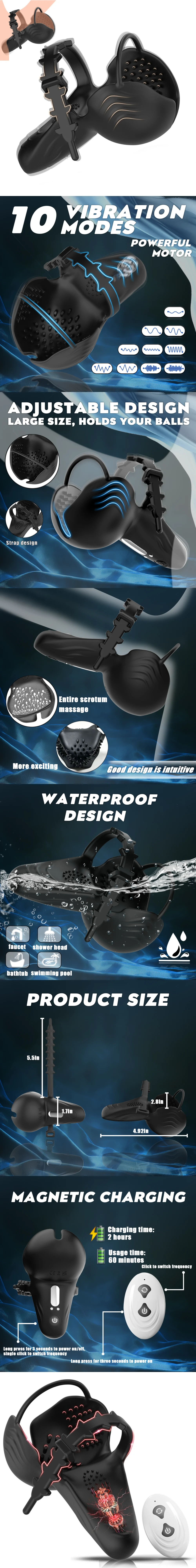 venusfun adjustable prostate massager for men with vibrating ball ring support and 10 modes