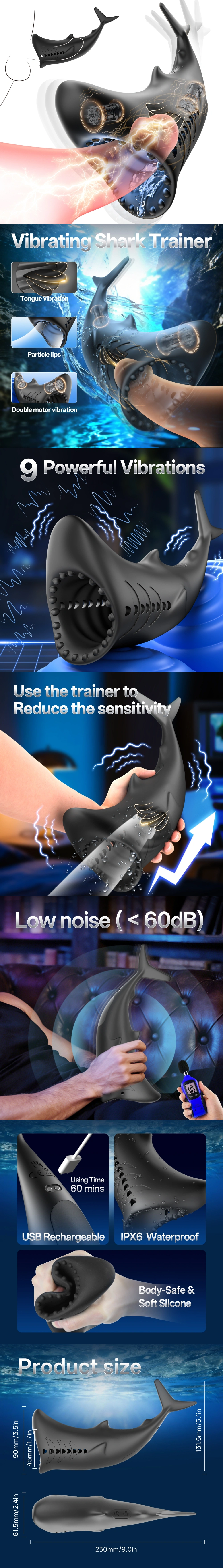 venusfun shark shaped design vibrating masturbator cup