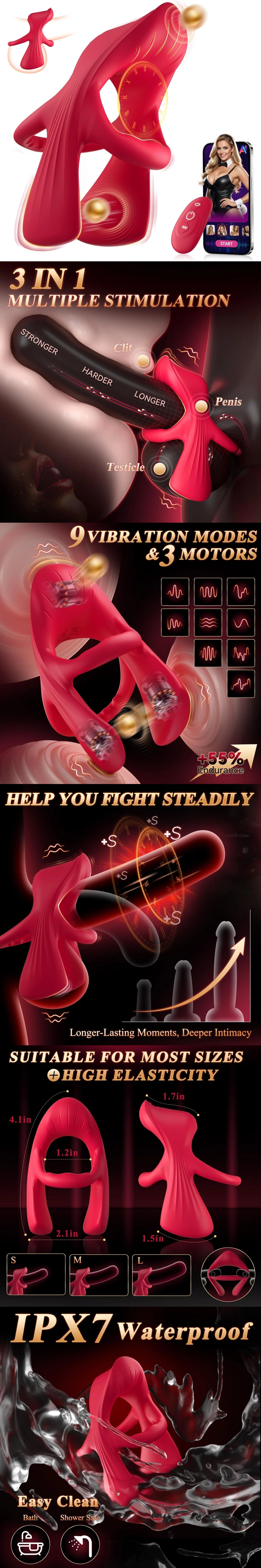 venusfun vibrating cock ring 3 motors cockring couples sex toy