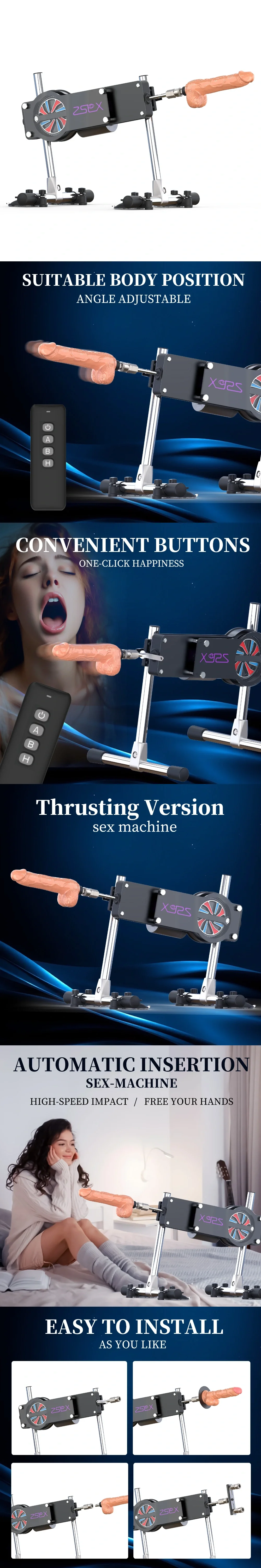 zsex 525a thrusting dildo sex machine adjustable height angle remote control hands free stimulation device