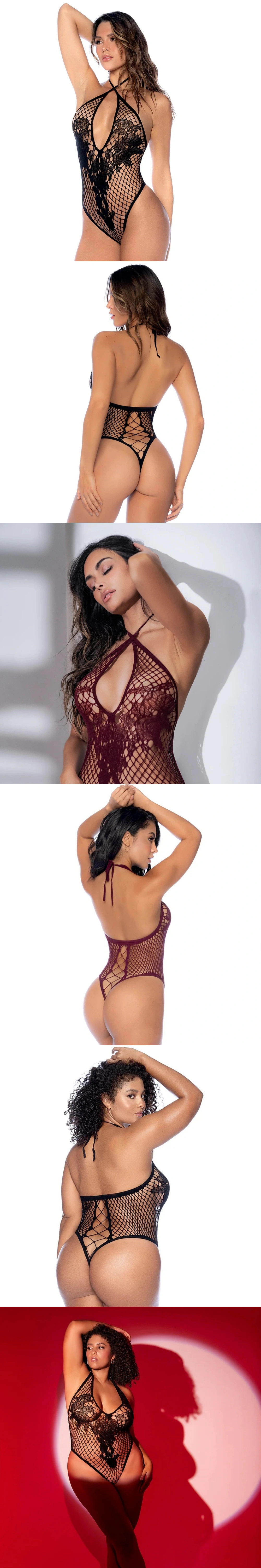 mapale floral convertible top fishnet lingerie bodysuit black sexy lingerie