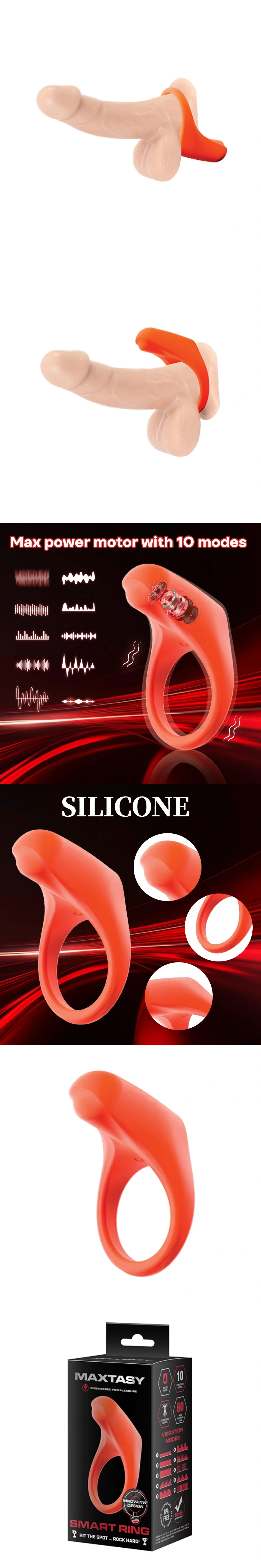 maxtasy smart ring penis ring 10 speeds vibrating cock ring