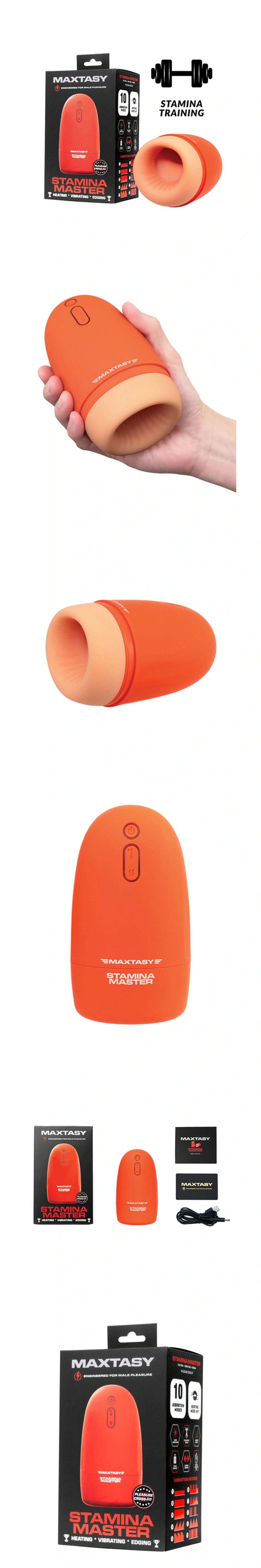 maxtasy stamina master heat up vibrating stroker for men with 10 vibration modes
