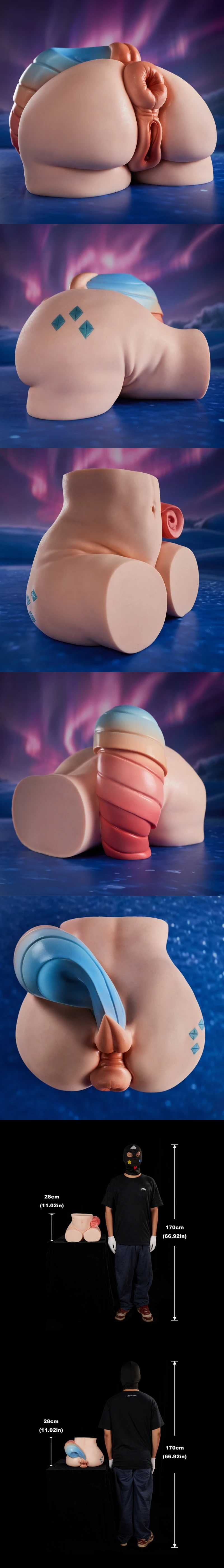 Climax PA-Ray Anime Silicone Sex Doll Butt Torso Dual Channel Ponytail Fantasy Toy for Men