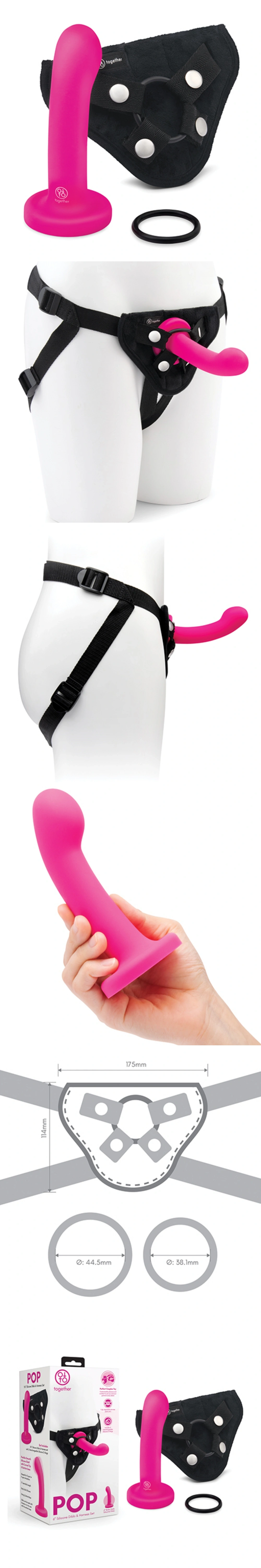 togehter 5.5 in pop silicone dildo harness set