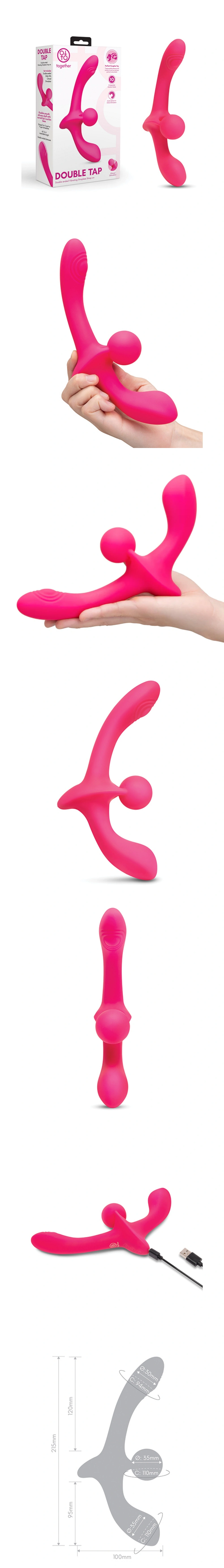 Together Double Tap double-ended vibrating strapless strap-on dildo for lesbian couples