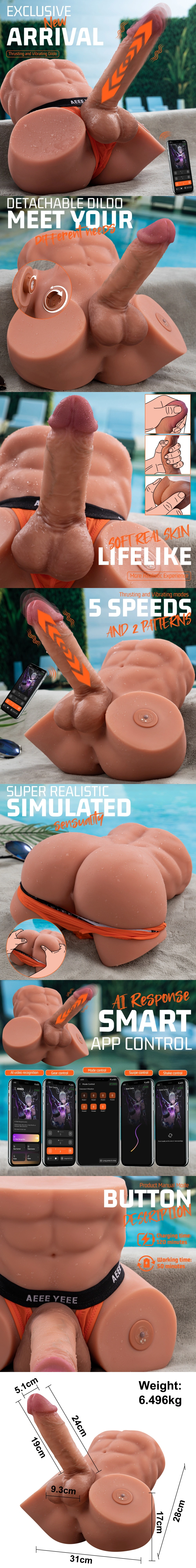 app controlled male torso sex doll realistic sex doll