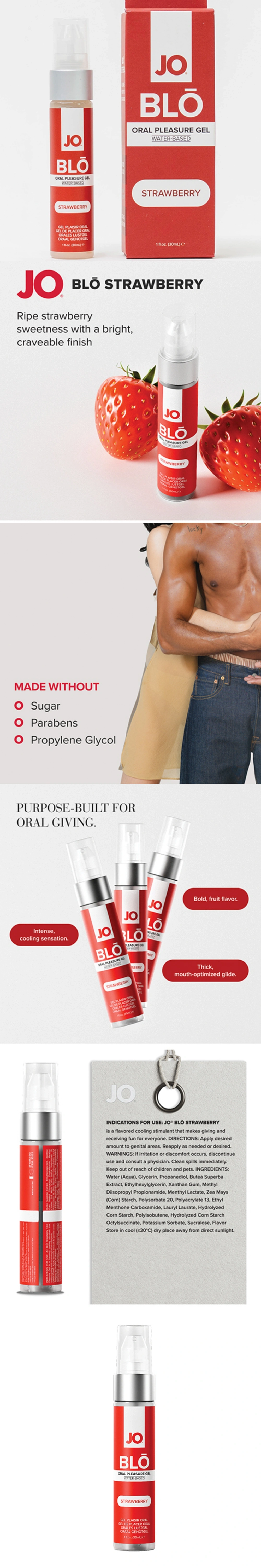 jo blo pleasure gel strawberry blowjob lubricant