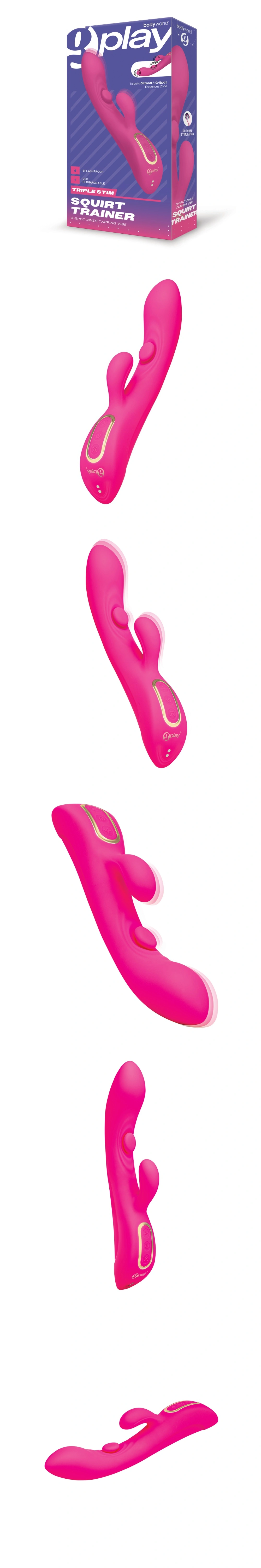 bodywand g play triple stim squirt trainer female g spot rabbit vibrator 3 in 1 massager