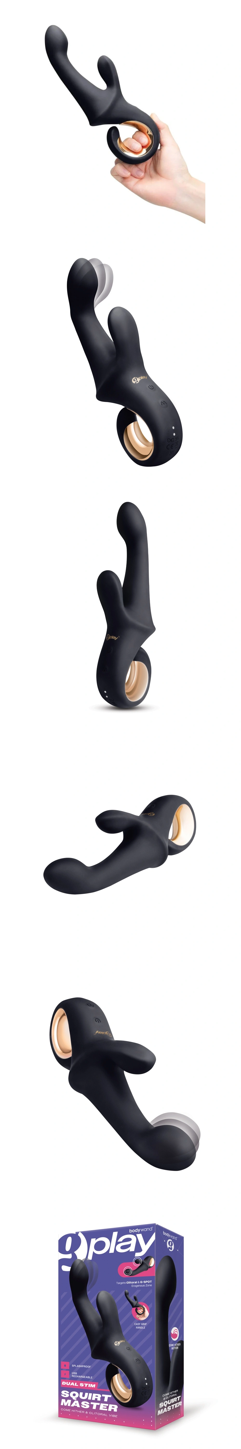 bodywand gplay dual stim squirt master black vibrator for women bodywand gplay dual stim squirt master black vibrator for women