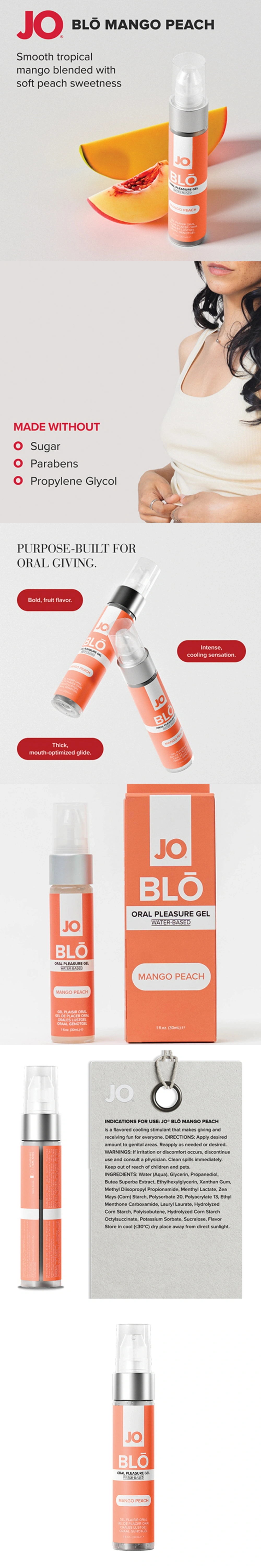 jo blo pleasure gel mango peach natural lube