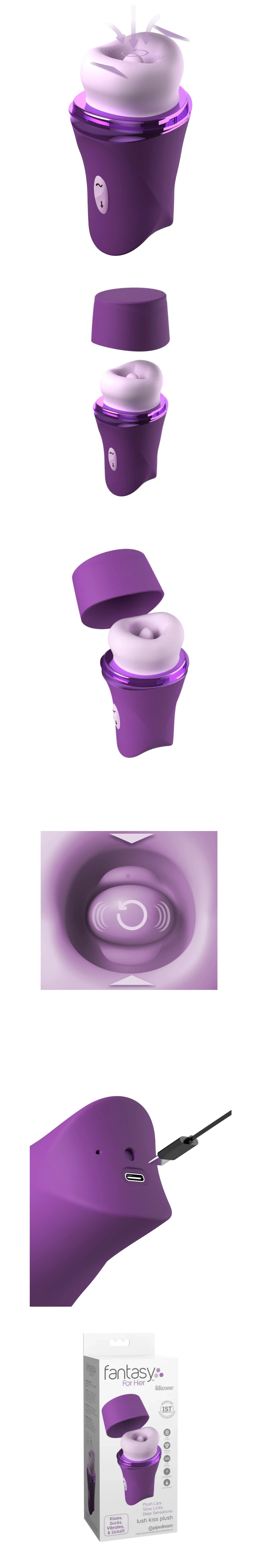 pipedream lush kiss plush purple deep suction 7 licking oral stimulation vibrator massager