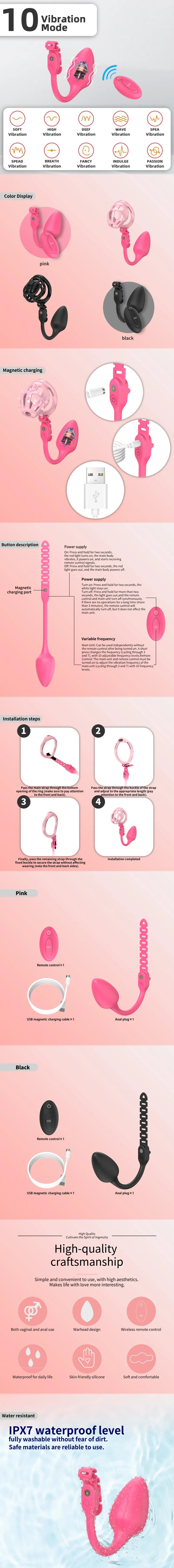 venusfun remote control vibrating anal plug silicone 10 modes for chastity bdsm play