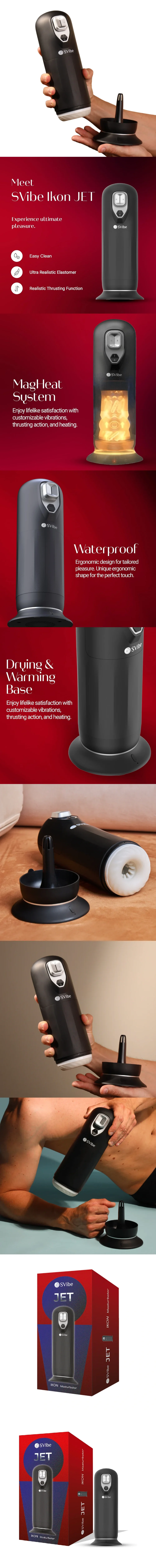 svibe ikon jet rechargeable heating thrusting stroker masturbator for men solo pleasure
