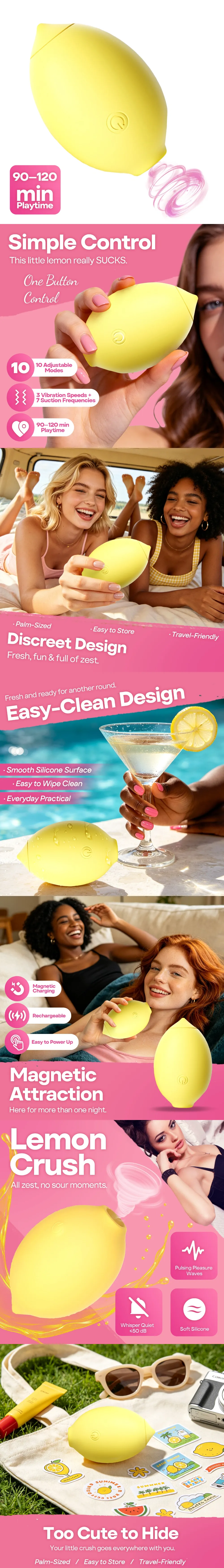venusfun lemon vibrator air pulse clitoral stimulator with 10 modes oral suction function for women
