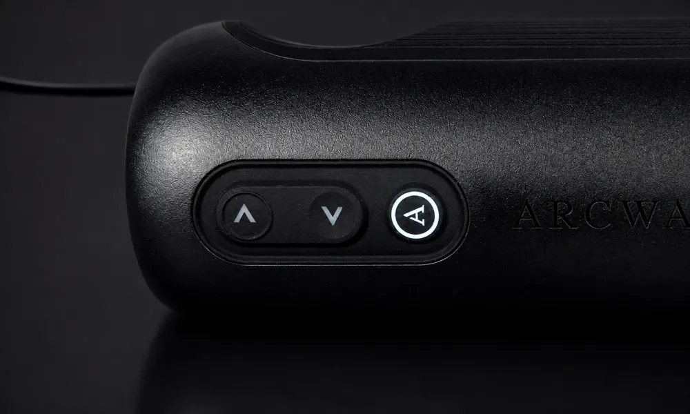 Close-up of the Arcwave Orbit control panel with direction and mode buttons Arcwave Orbit Control Buttons