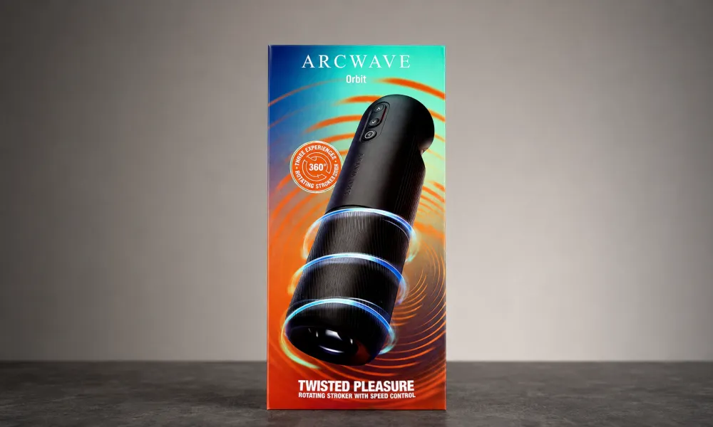 Arcwave Orbit retail box showing the product packaging and 360-degree rotating design Arcwave Orbit Retail Box