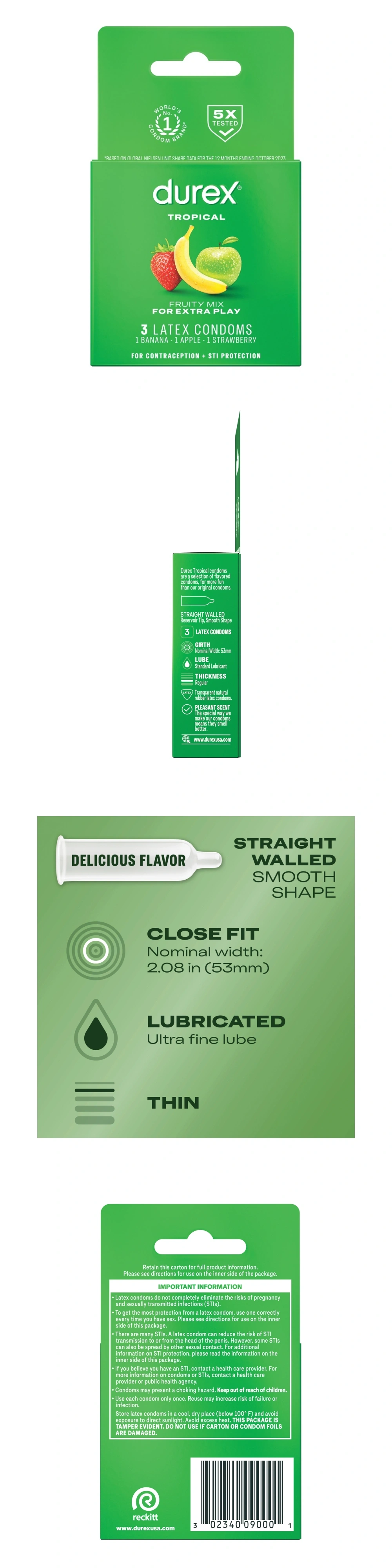 durex tropical flavors latex condoms
