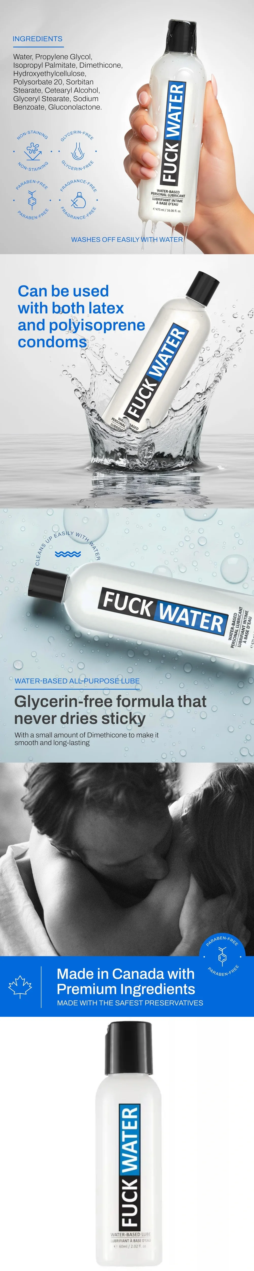 Fuck water h2o glycerin free long lasting non sticky cum lube