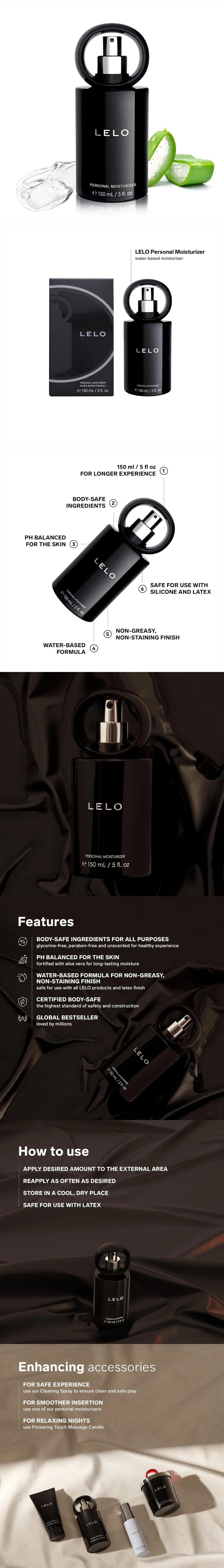 lelo personal moisturizer water based lubricant with aloe vera 150 ml for couples smooth moisture