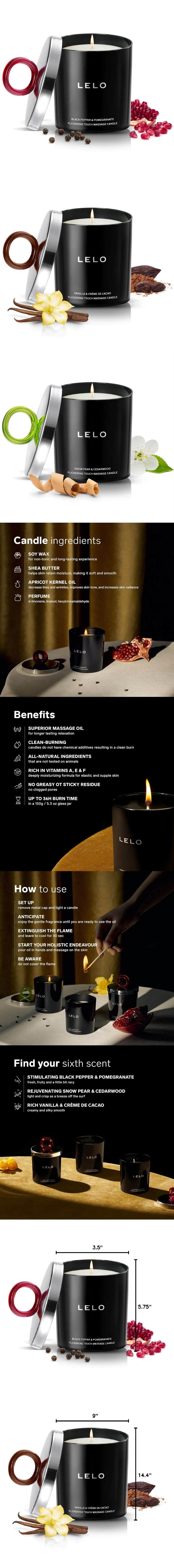 lelo flickering touch massage candle natural soy wax warm body oil for couples massage