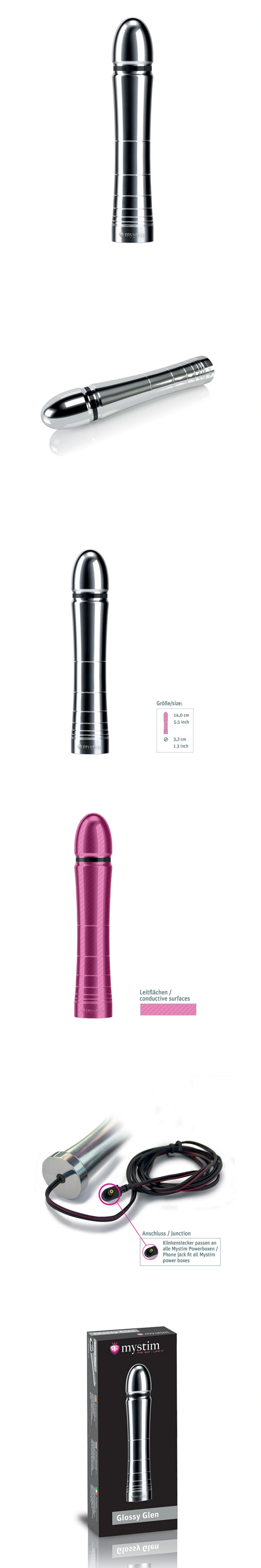 mystim glossy glen estim aluminum dildo