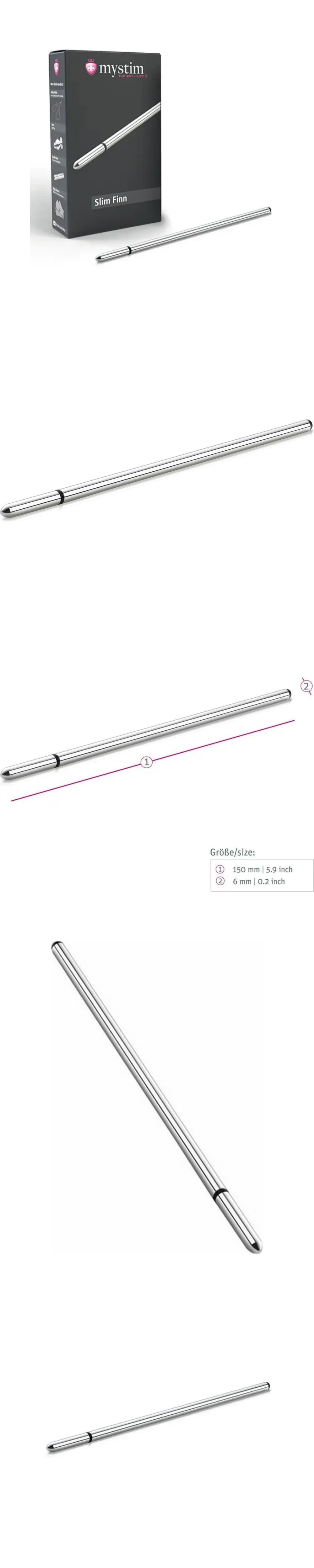 mystim slim finn 6mm eStim dilator hand polished aluminum