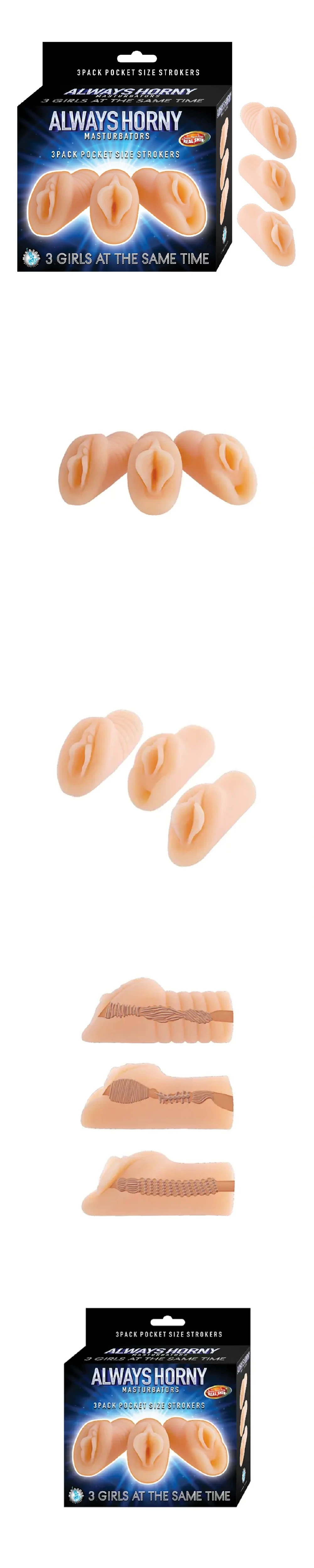 nasstoys always horny pocket masturbator 3 pack soft tpr male stroker set