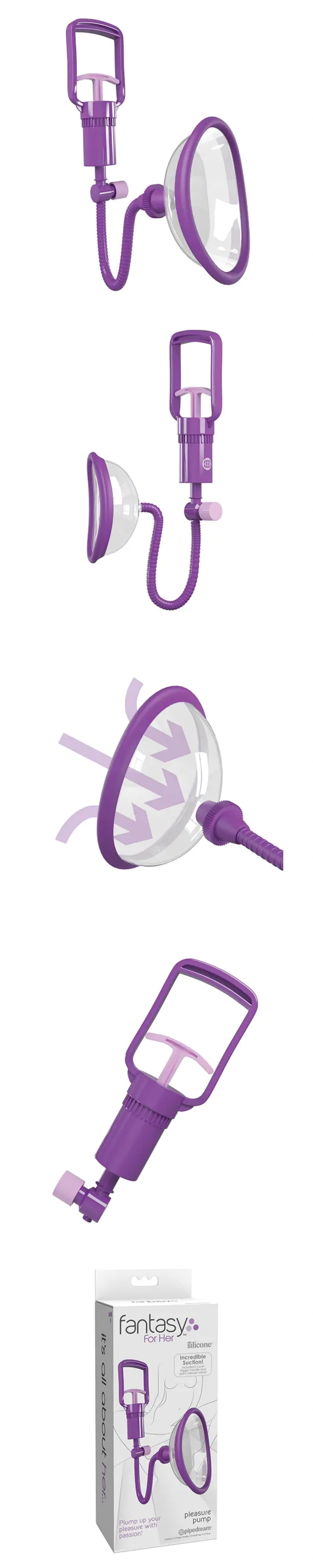 Fantasy For Her Pleasure Pump manual vulva vacuum pump with clear suction cup trigger handle hose and quick release valve